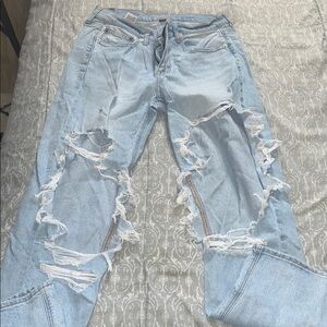 American Eagle Outfitters Blue Boyfriend Jeans Distressed Relaxed Fit